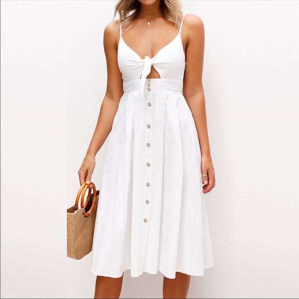 White Tie Front Dress